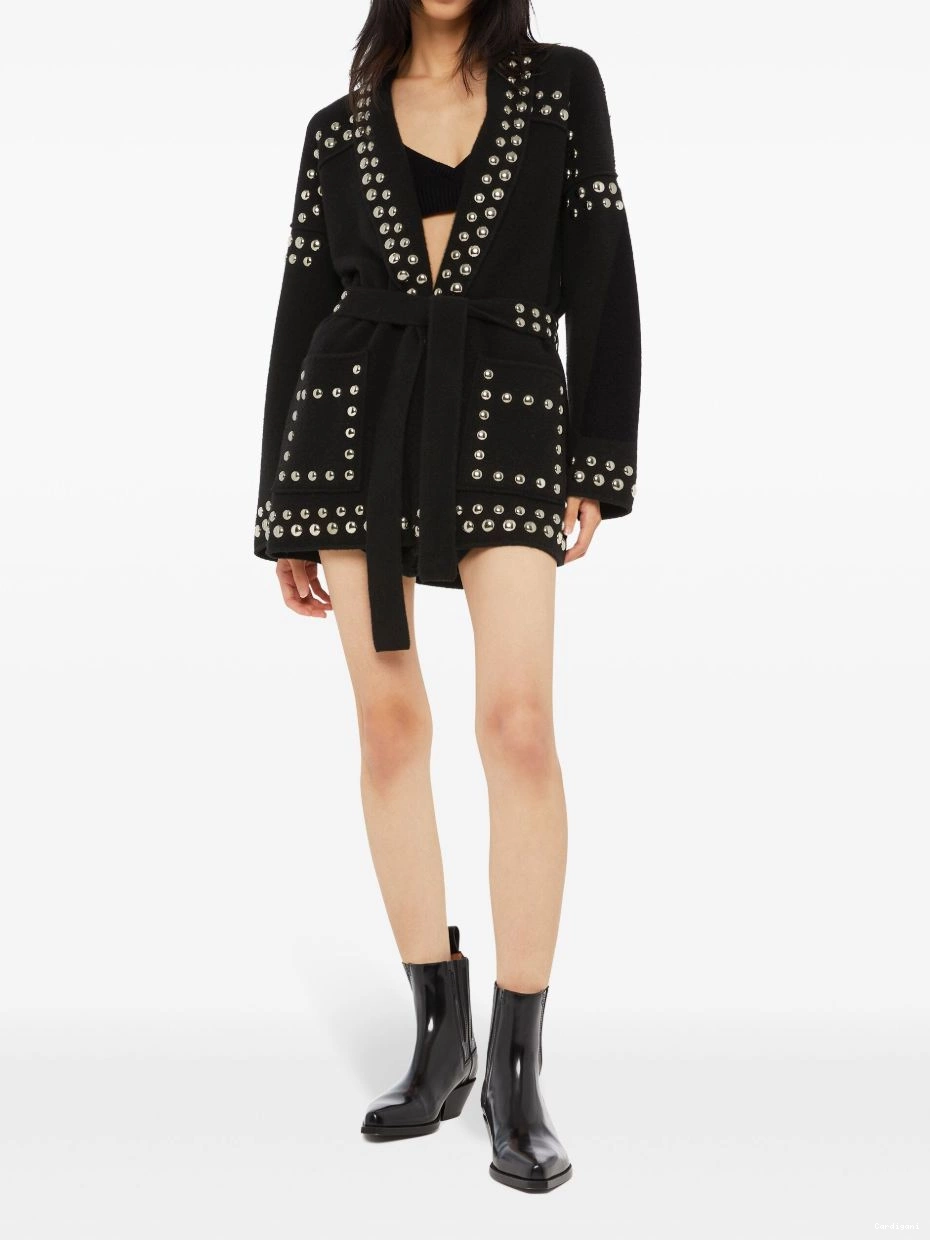 Cheap Alanui Women virgin-wool cardigan stud-embellished 0409